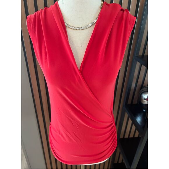 Zara red shirt short sleeves crossbody size small - Picture 1 of 5